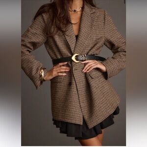 12th Tribe West Village Brown Plaid Blazer